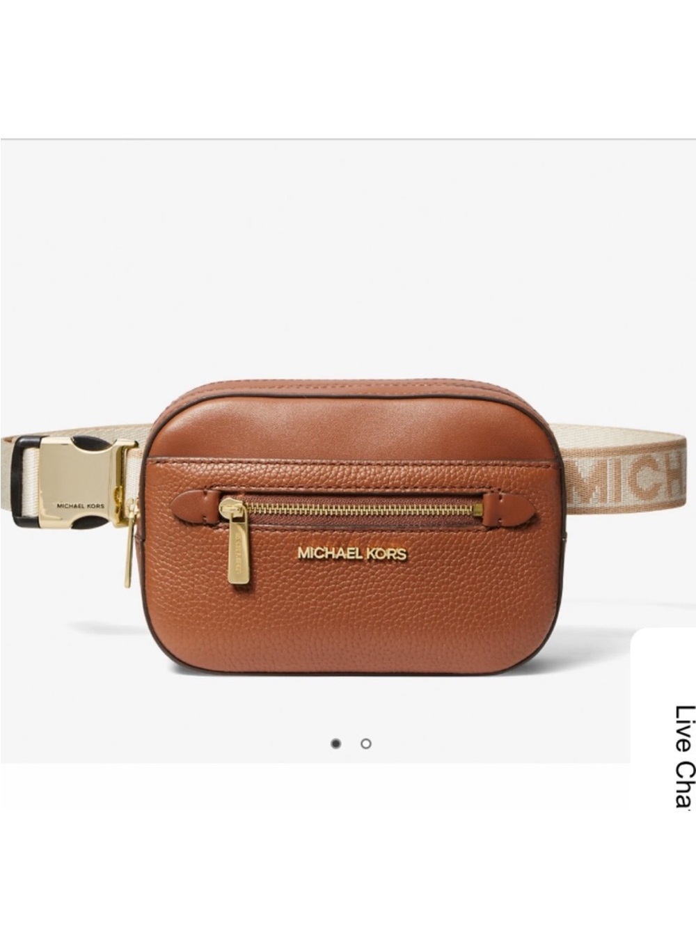 Michael Kors Jet Set Pebbled Leather Belt Bag in Brown with Gold Hardware